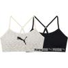 imagePUMA Girls 2 Pack Super Soft Seamless BraletteLight Grey Heather Space DyeBlack