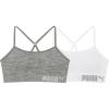 imagePUMA Girls 2 Pack Super Soft Seamless BraletteLight Grey HeatherWhite