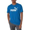 imagePUMA Mens Essentials Logo Tee Grey Standard Length Classic Fit Short Sleeve Cotton 100 TShirt Sports 58625307Future Blue Heather