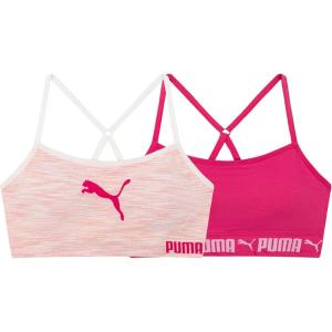 imagePUMA Girls 2 Pack Super Soft Seamless BraletteCherry Blossom Space DyeMagenta