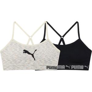 imagePUMA Girls 2 Pack Super Soft Seamless BraletteLight Grey Heather Space DyeBlack