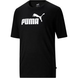 imagePUMA Mens Essentials Logo Tee Grey Standard Length Classic Fit Short Sleeve Cotton 100 TShirt Sports 58625307Black
