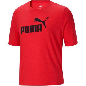 imagePUMA Mens Essentials Logo Tee Grey Standard Length Classic Fit Short Sleeve Cotton 100 TShirt Sports 58625307High Risk Red Heather