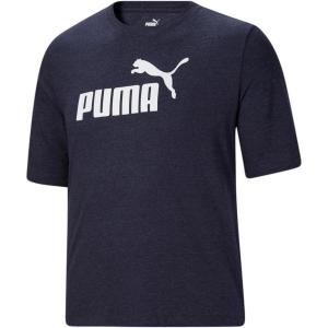 imagePUMA Mens Essentials Logo Tee Grey Standard Length Classic Fit Short Sleeve Cotton 100 TShirt Sports 58625307Peacoat Heather