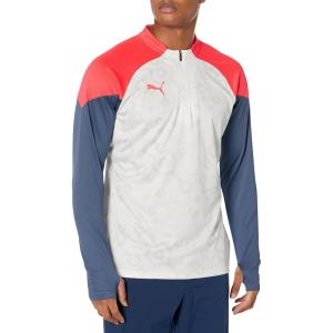 imagePUMA Mens Individualcup Quarter Zip Sweatshirt Casual  WhitePuma Whitefire Orchid