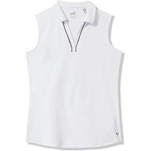 imagePUMA Girls Cloudspun Piped Sl PoloWhite Glow