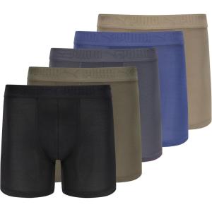 imagePUMA Mens 360 Sport Mesh 5 Pack Boxer BriefsBlackGreenCastlerockBlueMoss