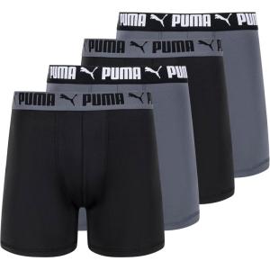 imagePUMA Mens 4 Pack Active Stretch Boxer BriefsBlackGrey