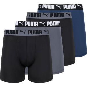 imagePUMA Mens 4 Pack Active Stretch Boxer BriefsBlueBlackGrey