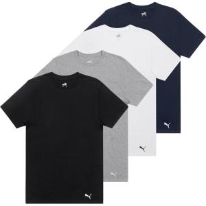 imagePUMA Mens 4 Pack Cotton Crewneck Short Sleeve TShirtBlackGreyWhiteNavy