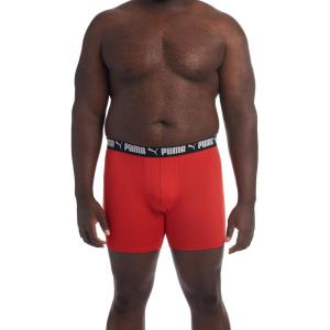 imagePUMA Mens Big ampamp Tall 3 Pack Athletic Fit Boxer BriefsPuma BlackHigh Risk Red