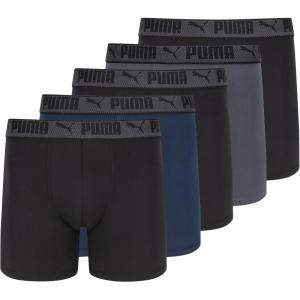 imagePUMA Mens Training Fit AntiOdor 5 Pack Boxer BriefsBlackPeacoatCastlerock