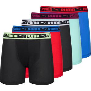 imagePUMA boys 5 Pack Performance Boxer BriefsBlackRed