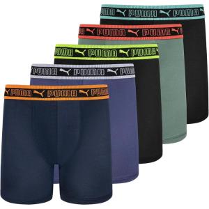 imagePUMA boys 5 Pack Performance Boxer BriefsBlueGreen