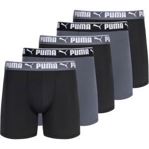 imagePUMA mens 5 Pack Performance Boxer BriefsBlackGrey