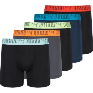 imagePUMA mens 5 Pack Performance Boxer BriefsBlackGreyNavyBright