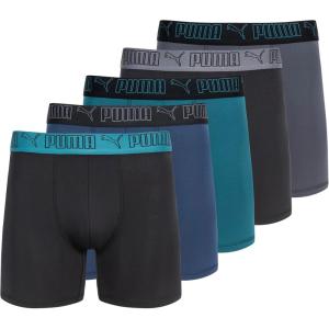 imagePUMA mens 5 Pack Performance Boxer BriefsBlueGreenBlack
