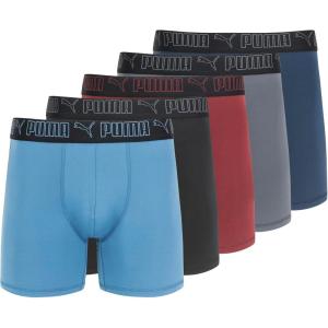 imagePUMA mens 5 Pack Performance Boxer BriefsBluePinkBlack