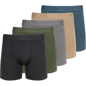 imagePUMA mens 5 Pack Performance Boxer BriefsOliveBlueBlack
