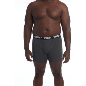 imagePUMA mens Big ampamp Tall 3 Pack Cotton Stretch Boxer BriefsPuma BlackHeather Grey
