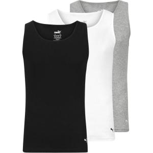 imagePuma Mens 3 Pack Ribbed Tank TopsWhiteGrayBlack