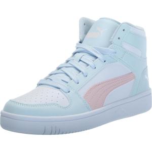 imagePuma UnisexChild Rebound Layup Mid ShoesPuma Whitefrosty Pinkdewdrop