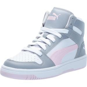imagePuma UnisexChild Rebound Layup Mid ShoesPuma Whitegray Fogwhisp of Pink