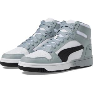 imagePuma UnisexChild Rebound Layup Mid ShoesPuma Whitepuma Blackcool Mid Gray