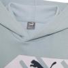imagePUMA Boys Logo Pullover Hoodie Fleece Sweatshirt Large Front PocketTurquoise Surf
