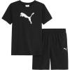 imagePUMA boys 2 Piece Set Short Sleeve Cotton Jersey Tshirt ampamp Matching ShortPuma Black