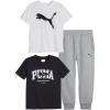 imagePUMA boys 3 Piece Set Short Sleeve Cotton Jersey Tshirts ampamp Matching Tricot PantPuma Black