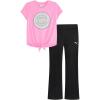 imagePUMA girls Short Sleeve Tee ampamp Legging Set Logo Graphics CrewneckPink Delight