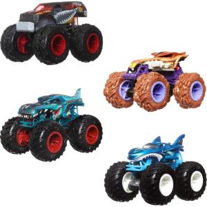 imageHot Wheels Monster Trucks Set of 12 164 Scale DieCast Toy Trucks for Kids and Collectors Styles May Vary Amazon Exclusive4Pack Fang Frenzy