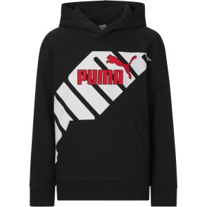 imagePUMA Boys Logo Pullover Hoodie Fleece Sweatshirt Large Front PocketBlackRed
