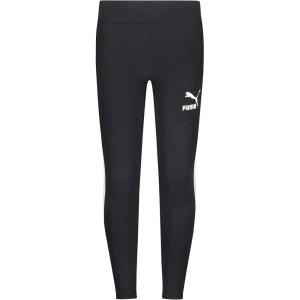 imagePUMA Girls Core Logo Legging Elastic Waistband Soft ampamp ComfortableBlackWhite Stripe