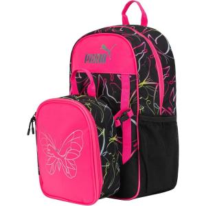 imagePUMA Unisex Kids Colony Lunch Kit ampamp Backpack Combo BlackMetallic Silver MediumKnockout Pink
