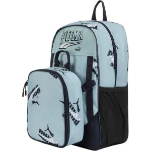 imagePUMA Unisex Kids Colony Lunch Kit ampamp Backpack Combo BlackMetallic Silver MediumModern MintNew Navy