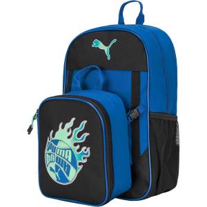 imagePUMA Unisex Kids Colony Lunch Kit ampamp Backpack Combo BlackMetallic Silver MediumVivid BlueBlackAquatic
