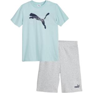 imagePUMA boys 2 Piece Set Short Sleeve Cotton Jersey Tshirt ampamp Matching ShortModern Mint