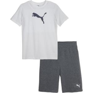imagePUMA boys 2 Piece Set Short Sleeve Cotton Jersey Tshirt ampamp Matching ShortWhite