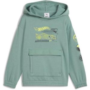 imagePUMA boys Hot Wheels Relaxed Cotton Graphic HoodieGreen Moon