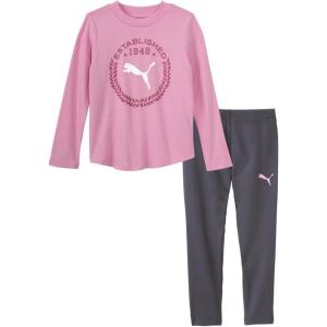 imagePUMA girls Long Sleeve Tee ampamp Legging Set Logo Graphics CrewneckMauved Out