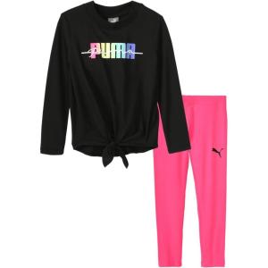 imagePUMA girls Long Sleeve Tee ampamp Legging Set Logo Graphics CrewneckPuma Black