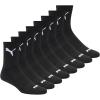 imagePUMA Mens 8 Pack Athletic Cushioned High Quarter Crew SocksBlackWhite