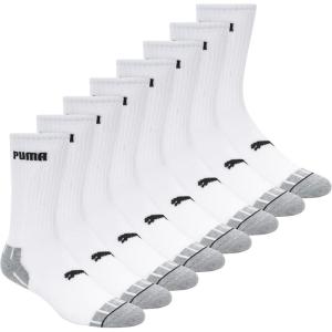 imagePUMA Mens 8 Pack Athletic Cushioned Crew SocksWhiteBlack