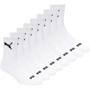 imagePUMA Mens 8 Pack Athletic Cushioned High Quarter Crew SocksWhiteBlack