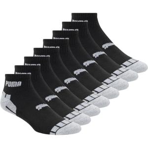imagePUMA Mens 8 Pack Athletic Cushioned Quarter Crew SocksBlackGrey