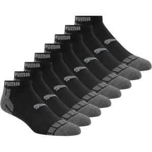 imagePUMA Mens 8 Pack Athletic Cushioned Quarter Crew SocksCharcoal