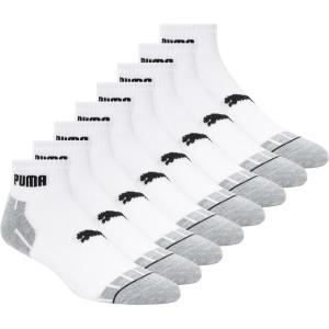 imagePUMA Mens 8 Pack Athletic Cushioned Quarter Crew SocksWhiteBlack