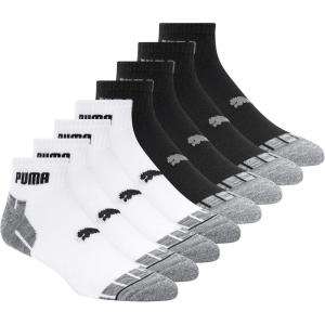 imagePUMA Mens 8 Pack Athletic Cushioned Quarter Crew SocksWhiteGrey